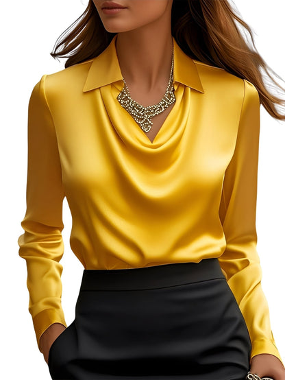 Dionne - Élégante chemise satinée à manches longues pour femmes
