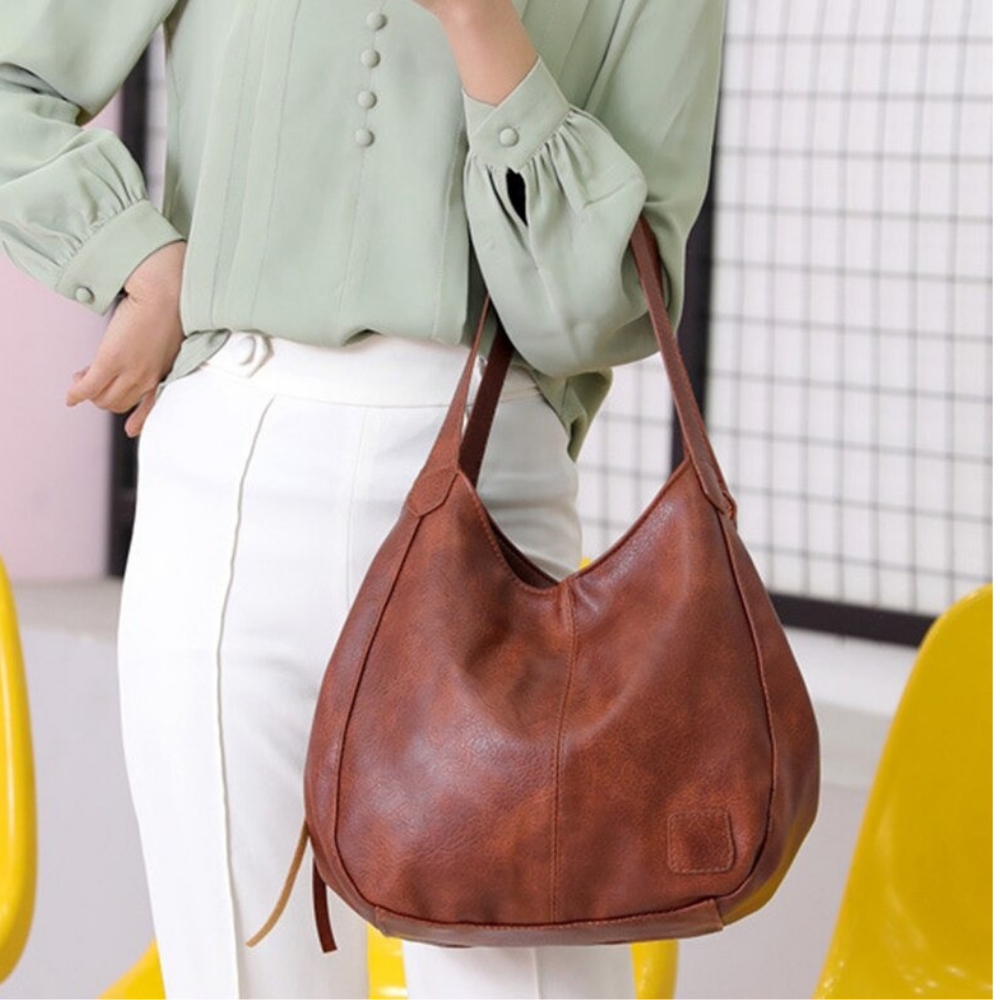 Elowen Sac à Épaule Femme – Luxe en Cuir Véritable avec Design Intemporel et Compartiments Pratiques