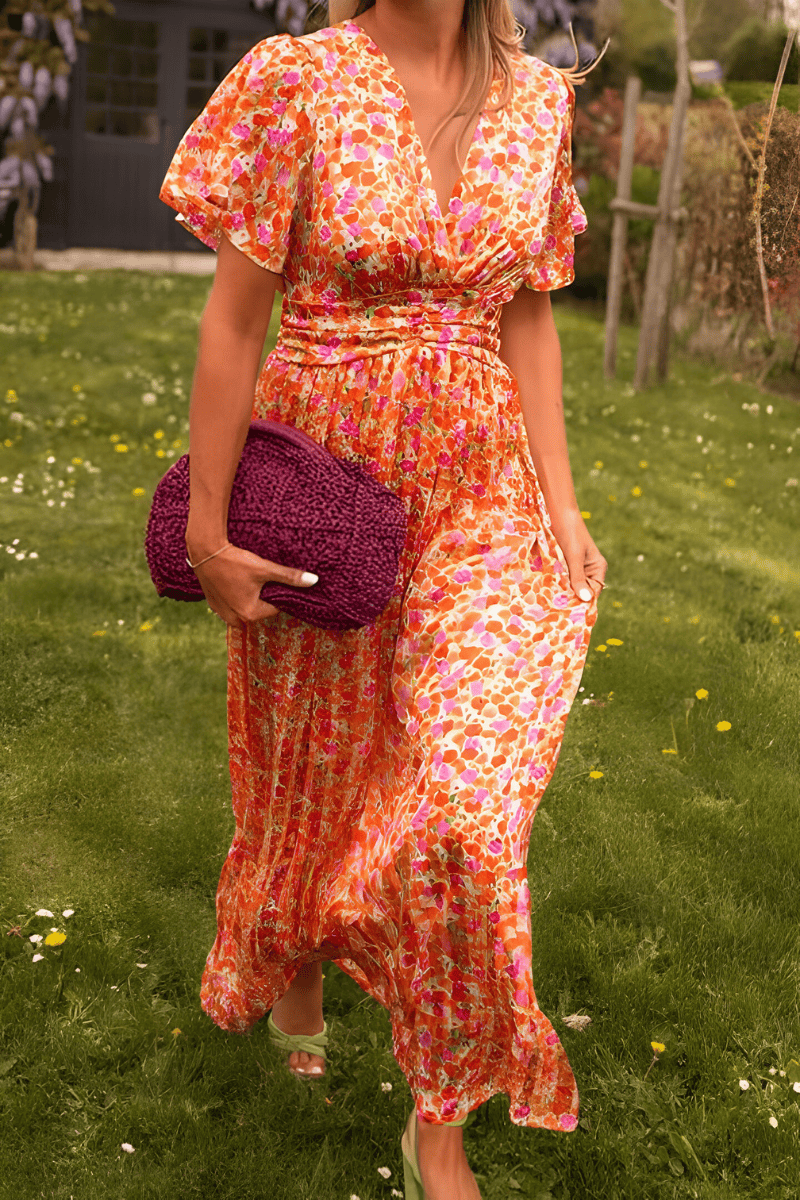Clemency - V-Neck Feminine Maxi Summer Dress