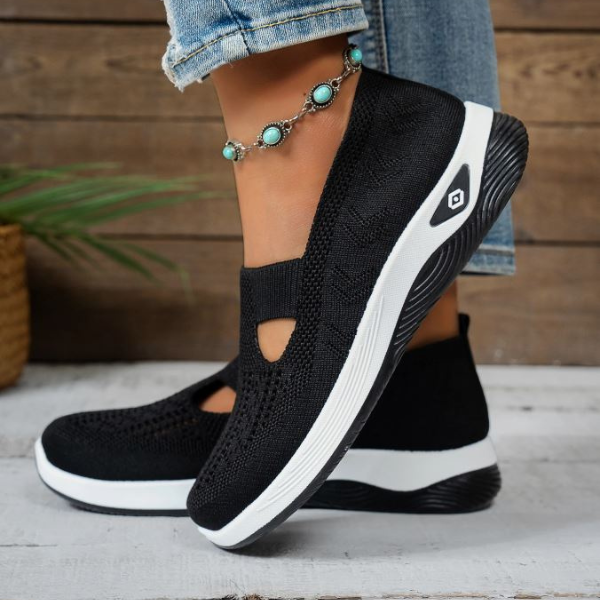 Buty damskie wsuwane sportowe | z siateczką i grubą podeszwą