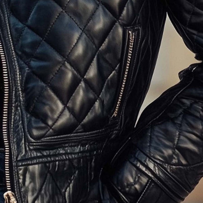 Laura – Veste à manches longues avec col en fourrure et poches zippées