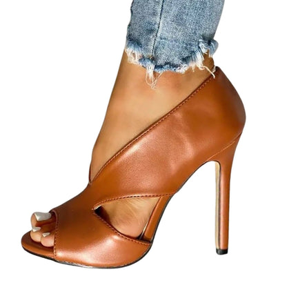 Sandales à Talons Hauts avec Bout Ouvert et Découpes Latérales