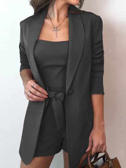 Heidi-Mode | Weste Anzug Jacke High Waist Shorts 3Er Set