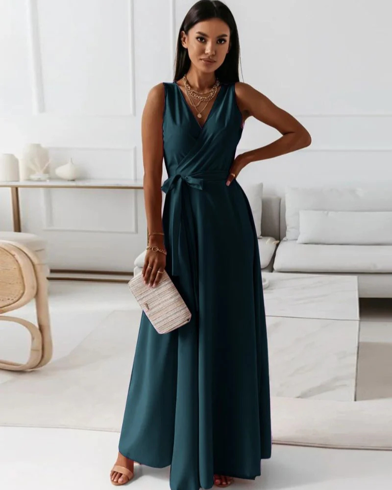 Sophie – Robe longue femme à col en V
