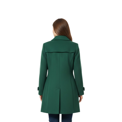 Manteau mi-long en laine à col tailleur et boutonnage multiple