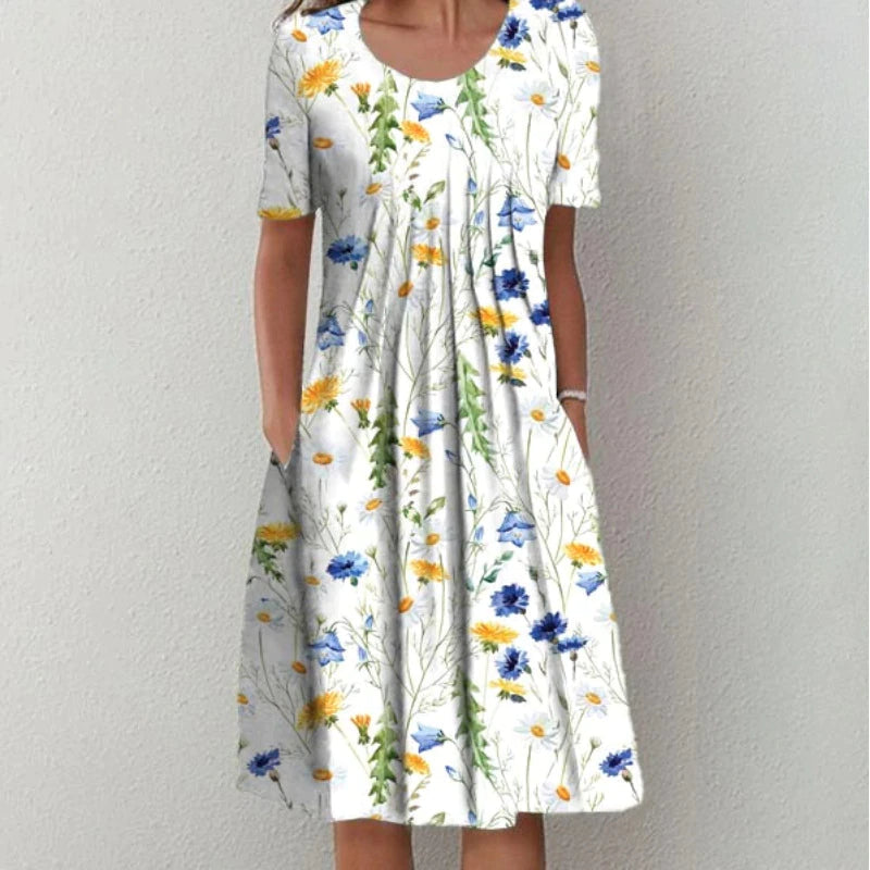Ava | Women's Midi Dress With Short Sleeves And Floral Print | Casual