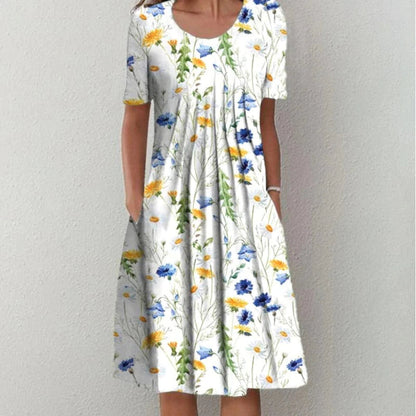 Ava | Women's Midi Dress With Short Sleeves And Floral Print | Casual