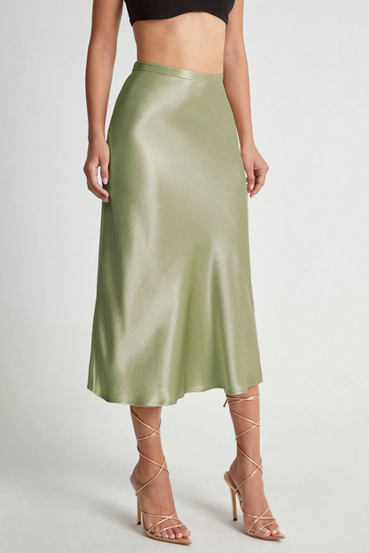 Jupe midi femme satinée coupe fluide