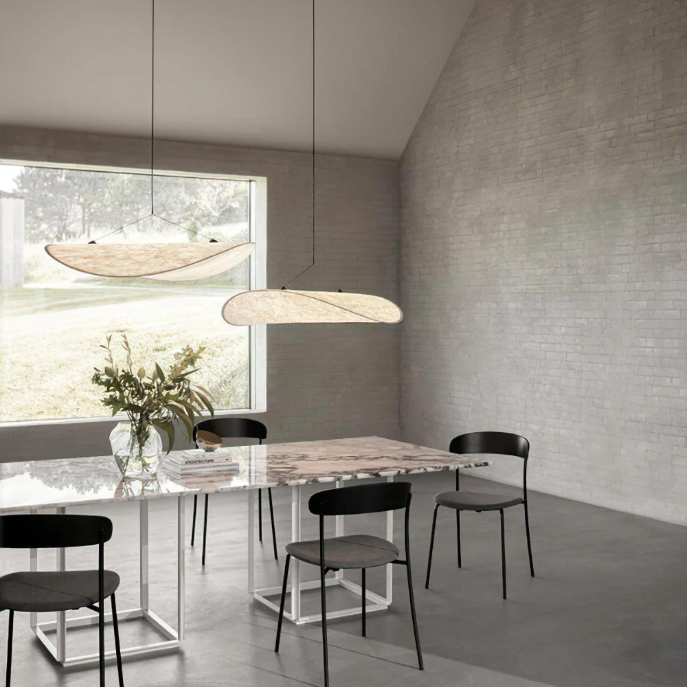 Japandi Deckenleuchte Seide, Rundes Design, Höhenverstellbar