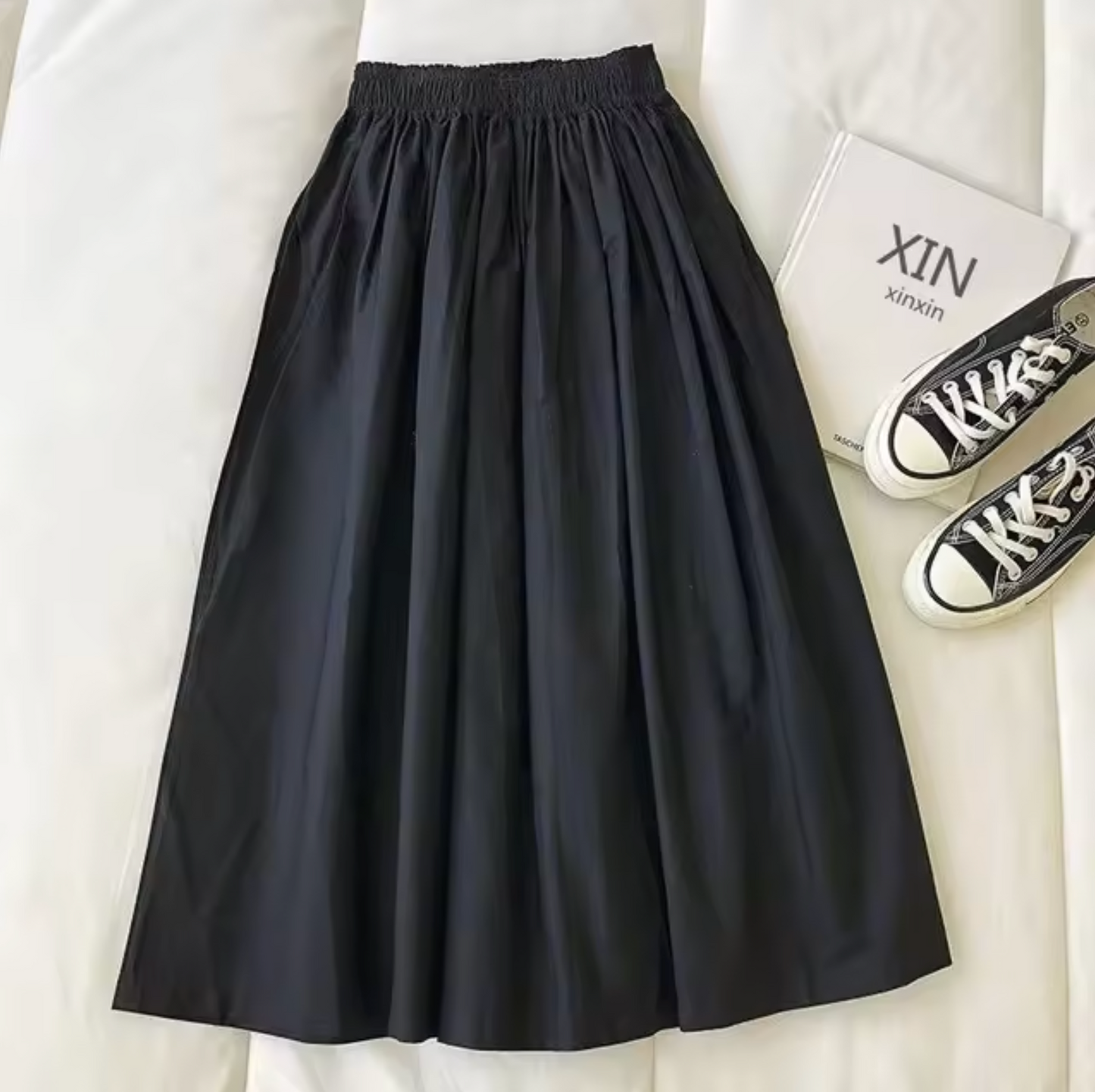 Anya – Jupe large taille haute tendance avec un design plissé élégant et une coupe décontractée