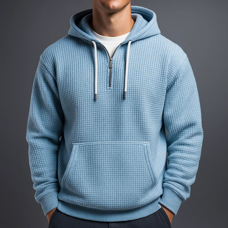 Pete | Strukturierter Hoodie mit Half-Zip und Kapuze