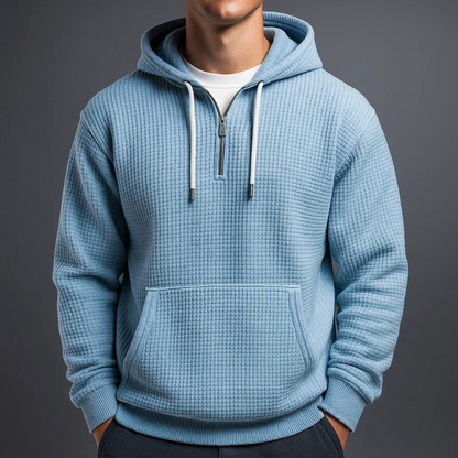 Pete | Strukturierter Hoodie mit Half-Zip und Kapuze