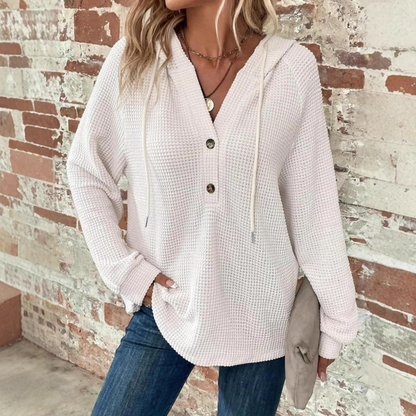 Sioni | Casual Long Sleeve V-Neck Hoodie Sweatshirt
