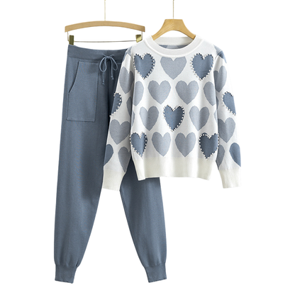 EDNA™ – Set a due pezzi lavorato a maglia con motivo a cuore chic