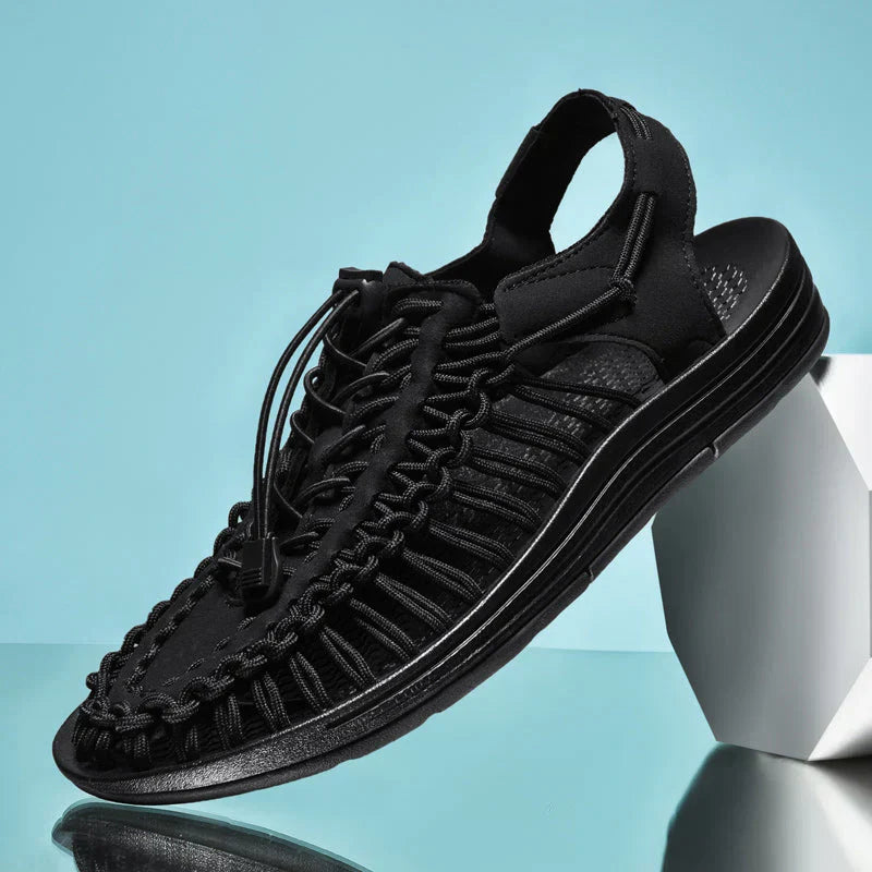 Men’s Closed Toe Mesh Sandals Adjustable Lace Summer Footwear