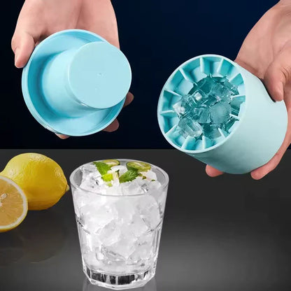 Silikon-Eiswürfelform mit Deckel – Einmal drücken, fertig
