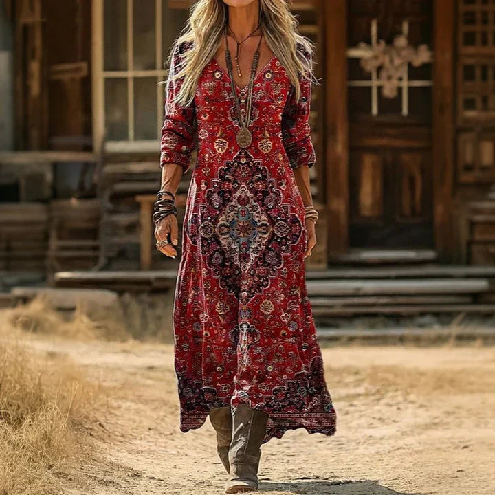 Monara™ | Vintage Ethnic Print Dress