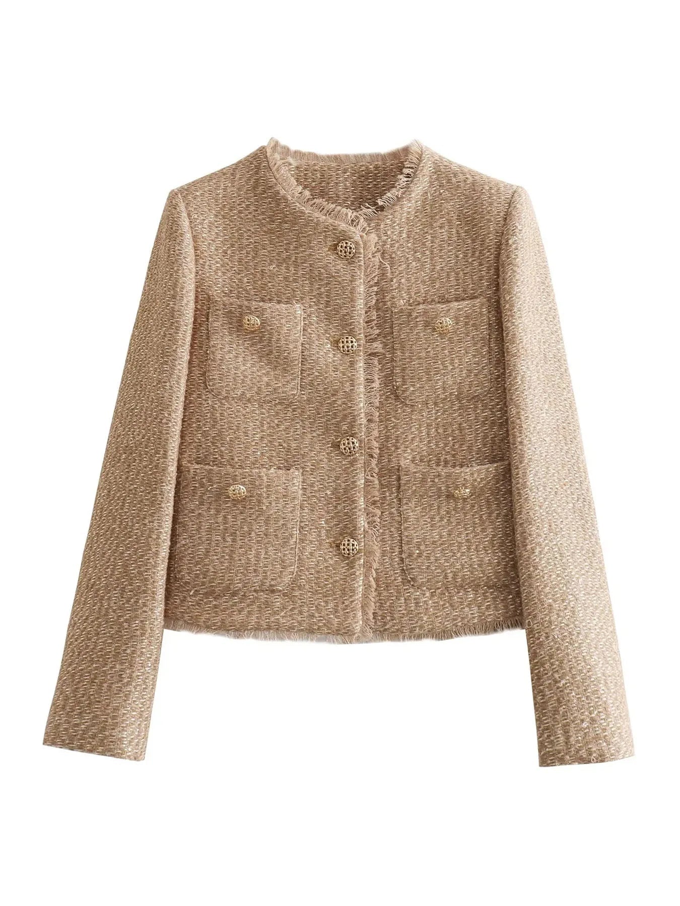 Clara | Short Tweed blazer jacket z Buttons dla kobiet