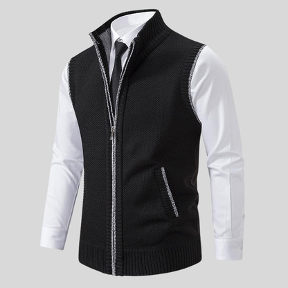 Mark- Sleeveless Vest with Stand Collar and Zip Closure | Side Pockets | Sizes XS–2XL | Grey, Light Grey, Red, Black