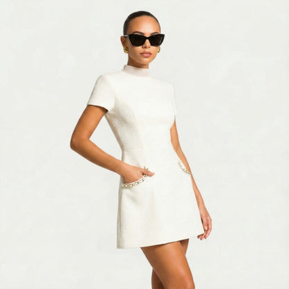 Women's Beaded Mini Dress with Pockets