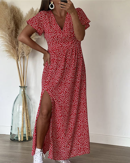 Lucienne | Ditsy Print Wrap Maxi Summer Dress