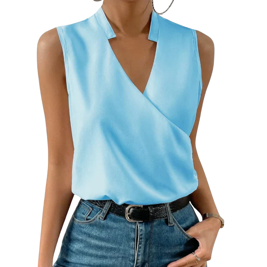 Kaia | Women's Sleeveless Wrap V-Neck Shirt