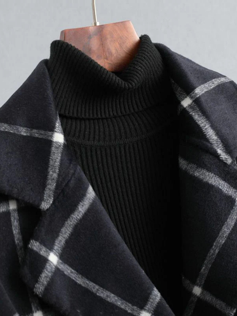 Renora™ | Elegant Checked Wool Coat