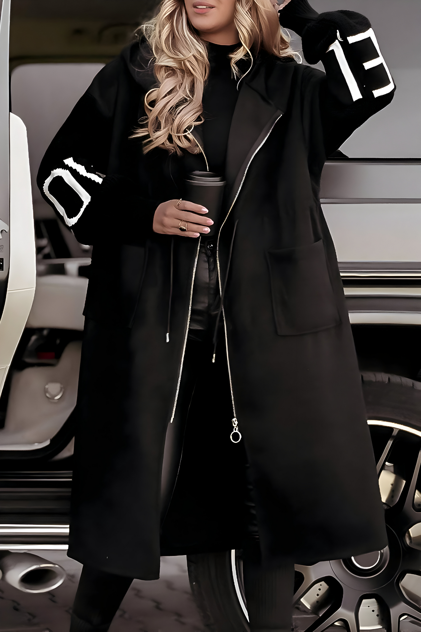 Elena | Women's Jacket with Knit Sleeves and Hood
