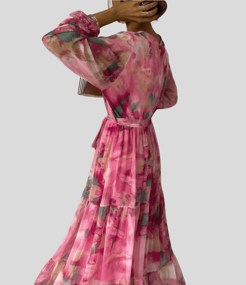Pia - Long Sleeve Elegant Midi Dress