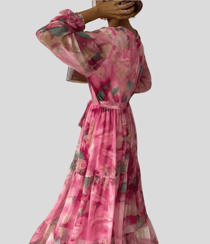 Pia - Long Sleeve Elegant Midi Dress