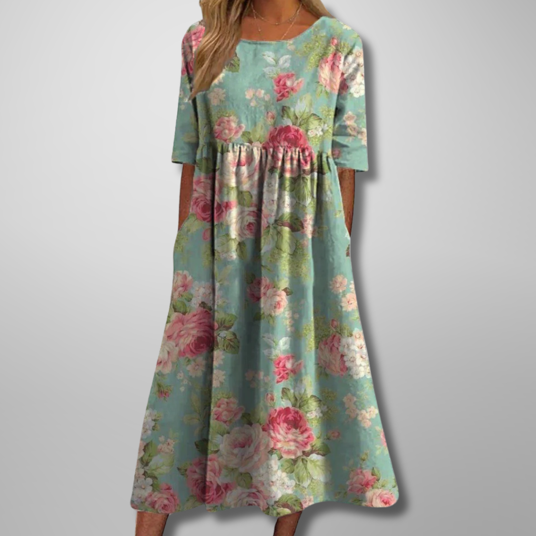 Florine | Elegant Floral Midi Dress