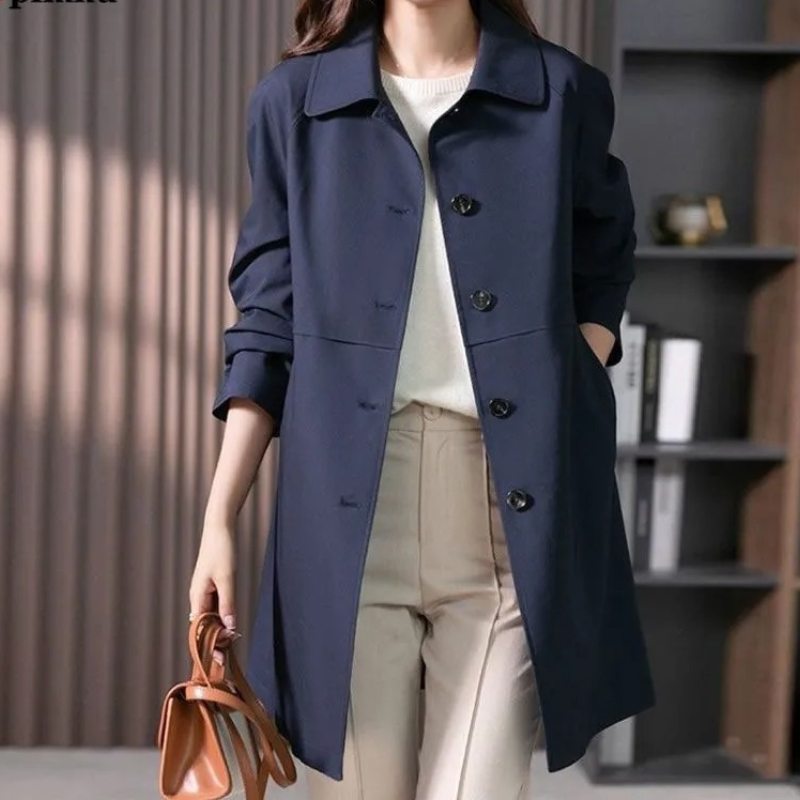 Trench court élégant à un seul bouton pour femme