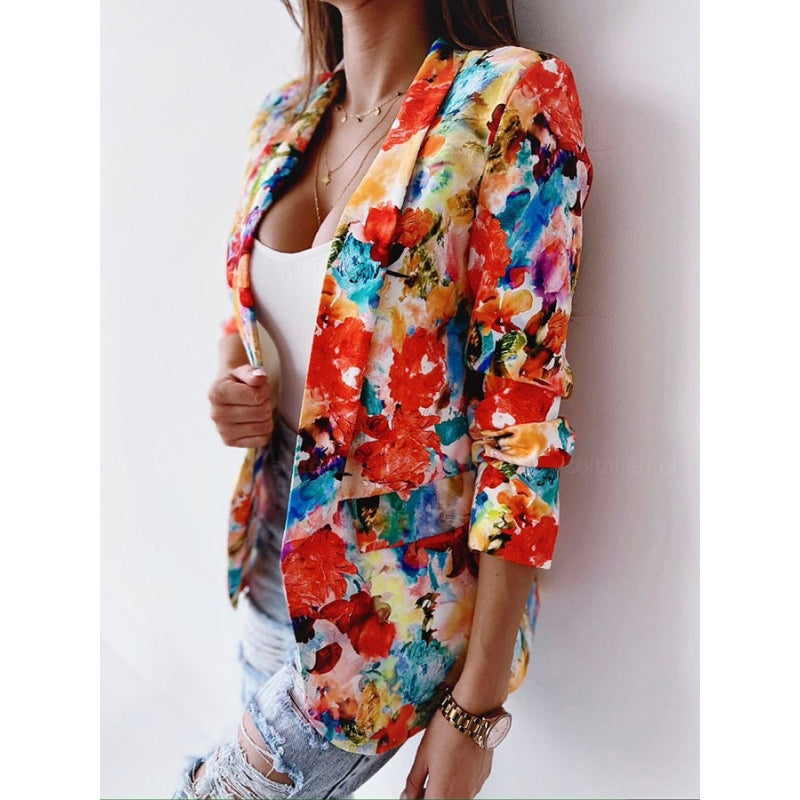 Ainsley - Élégant Motif floral Blazer avec manches longues et coupe décontractée