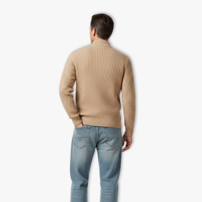 Veste en maille homme motifs géométriques col montant protecteur