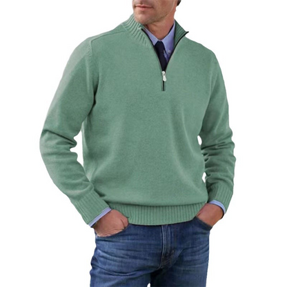 Herren Strick Pullover mit Viertelreißverschluss | Stehkragen