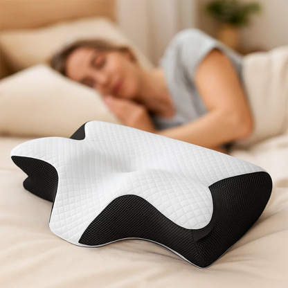 Ergonomisk Pude i Memory Foam | 2-i-1 Design til Nakkesmerter og Komfortabel Søvn