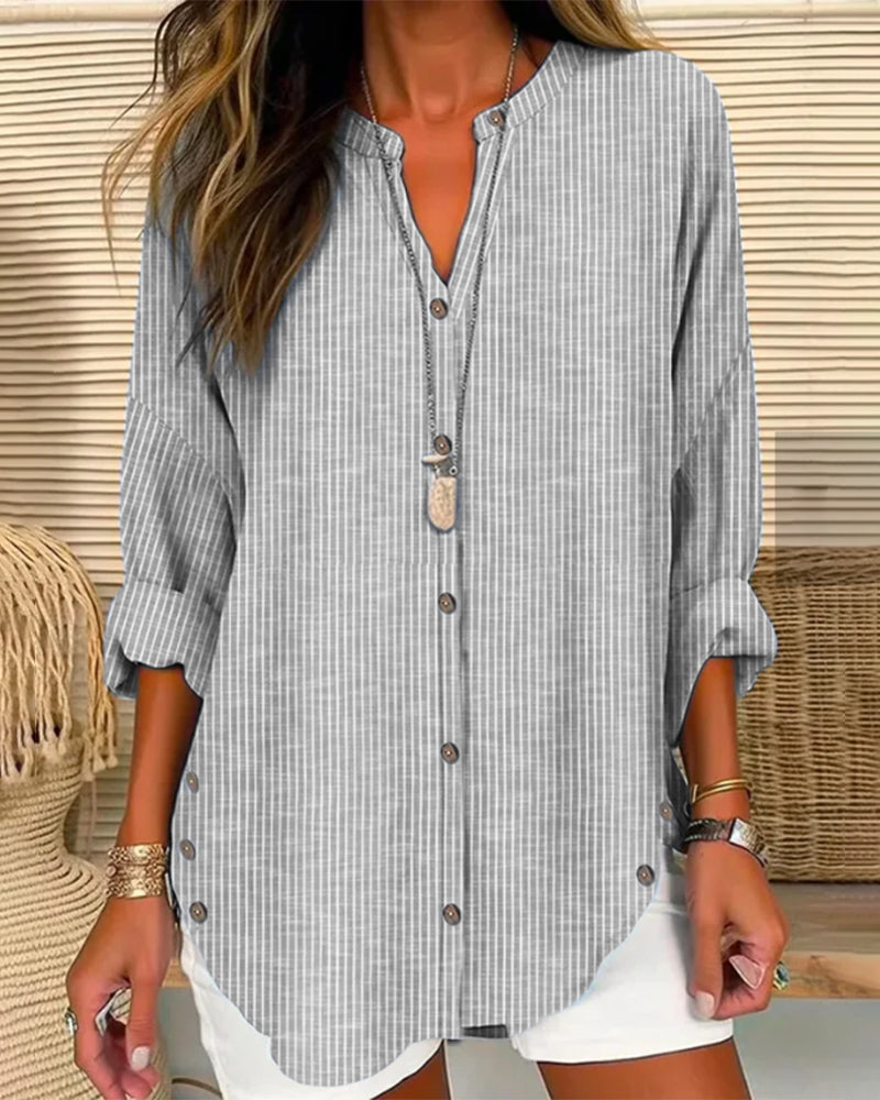 Isabella | Women Relaed striped Button blouse