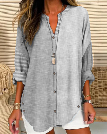 Isabella | Women Relaed striped Button blouse