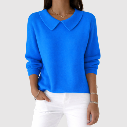 Amelia – Damski sweter z delikatnym kołnierzem polo