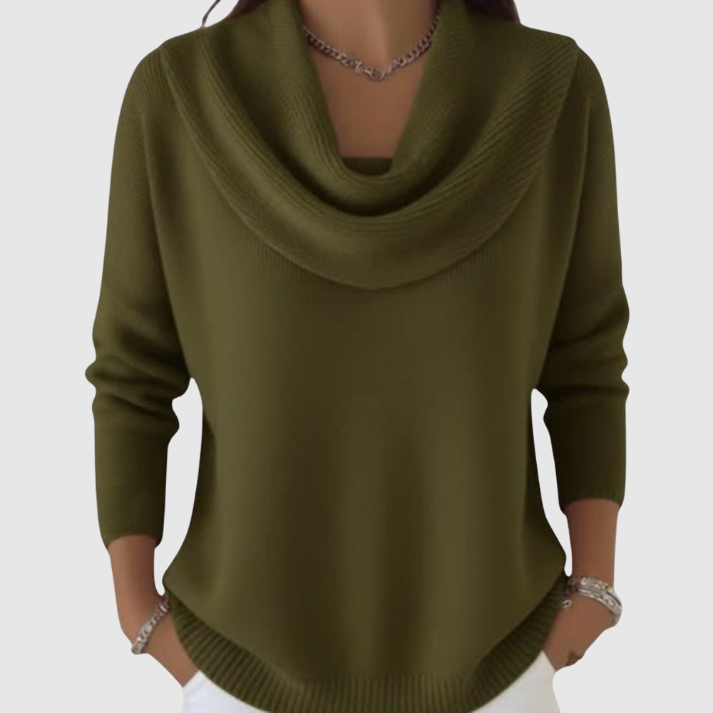 Amelia – Elegancki damski sweter z luźnym kołnierzem