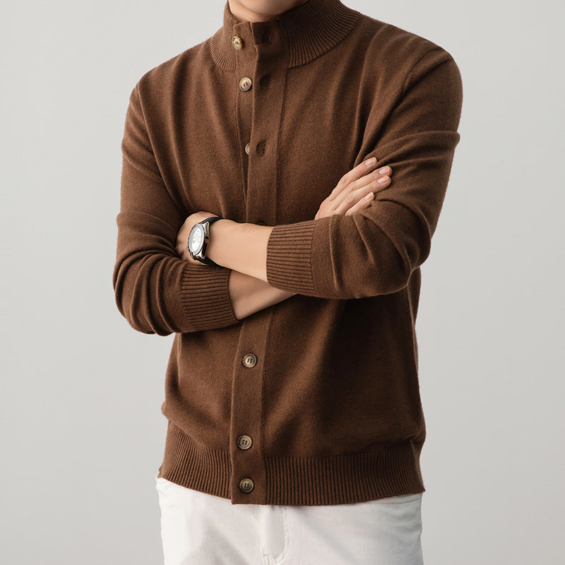 Henry – Gilet long à manches longues et col montant boutonné