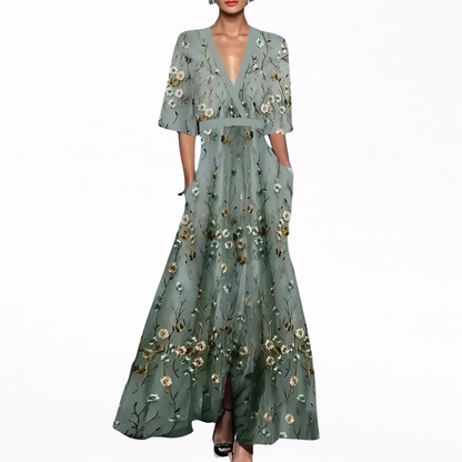 Valentina | Vestido Maxi Elegante con Escote Profundo