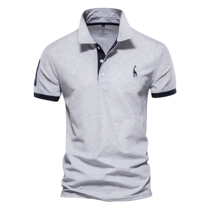 Ethan – Slanke Pasvorm Poloshirt met Knoopkraag en Korte Mouwen