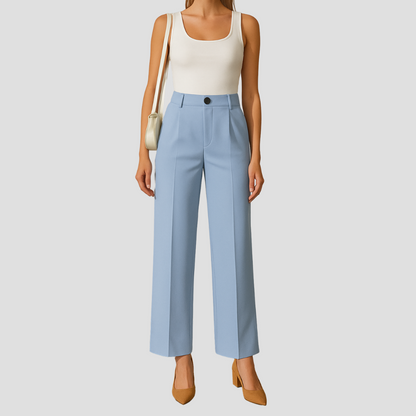 Women's High Waisted Wool Mix Wide Leg Trousers Dress Pants