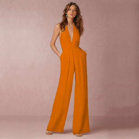 Elina – Stijlvolle jumpsuit met V-hals en open rug