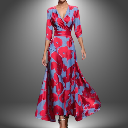 Zora - Boho Maxi Haljina s V-Izrezom i Kratkim Rukavima koja Ističe