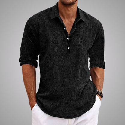 Men's Casual Linen Henley Shirt