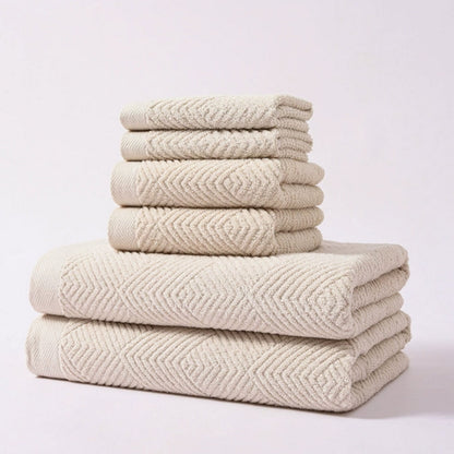 Handtuchset mit Zickzack-Muster – 6-teilig aus 100% Baumwolle