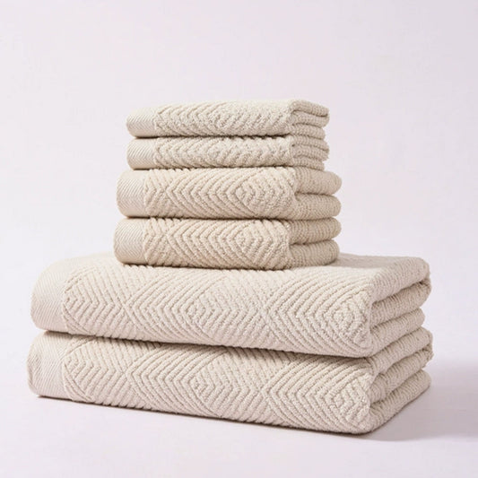 Handtuchset mit Zickzack-Muster – 6-teilig aus 100% Baumwolle