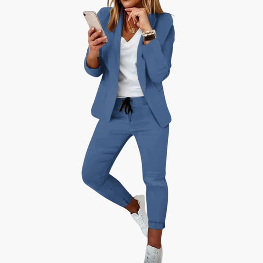 Dame Blazer Jogger Sæt | Afslappet Todelt Lounge-Dragt